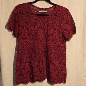 Maurices Burgundy Lace Blouse